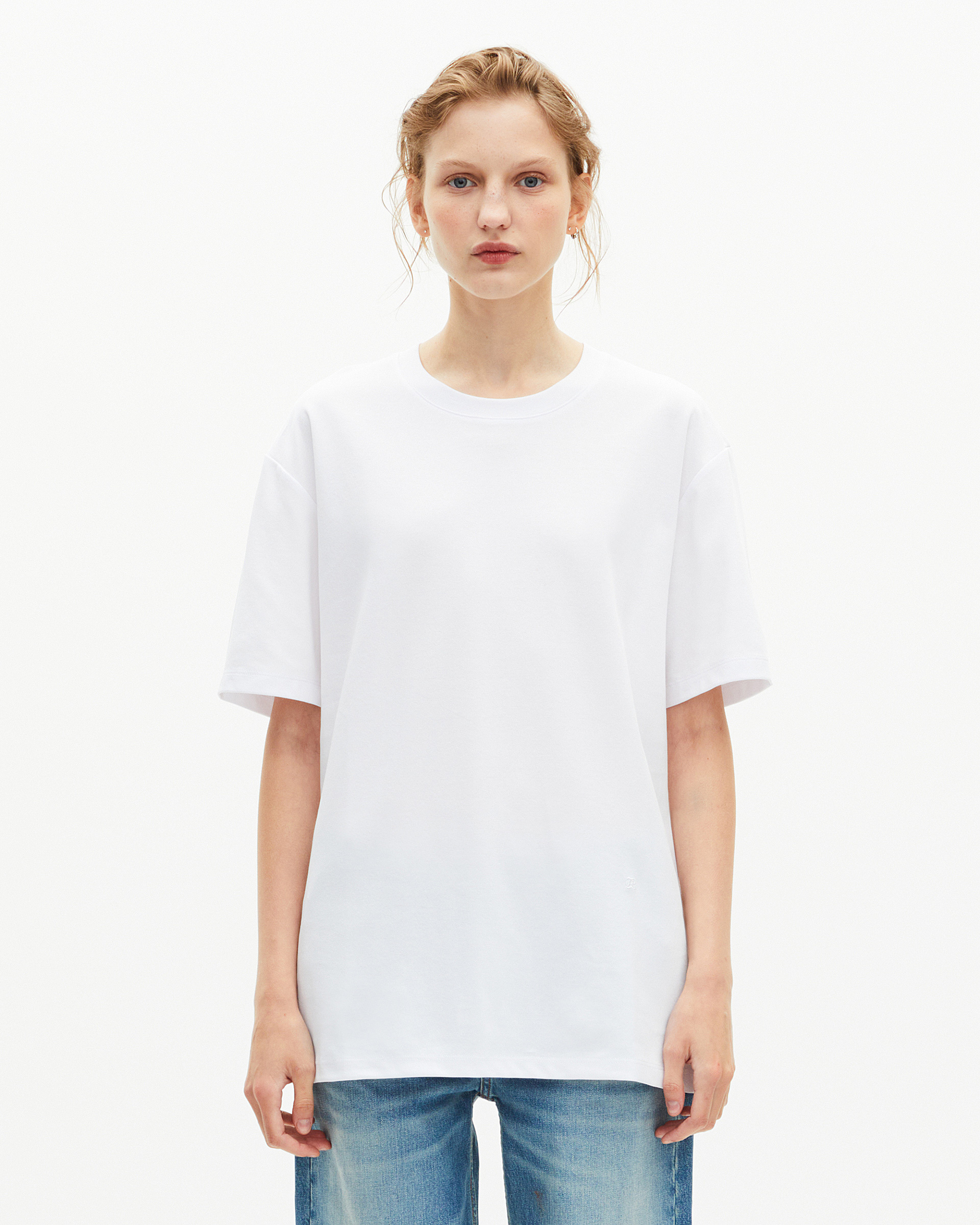 Mixed T-shirt, straight, plain white