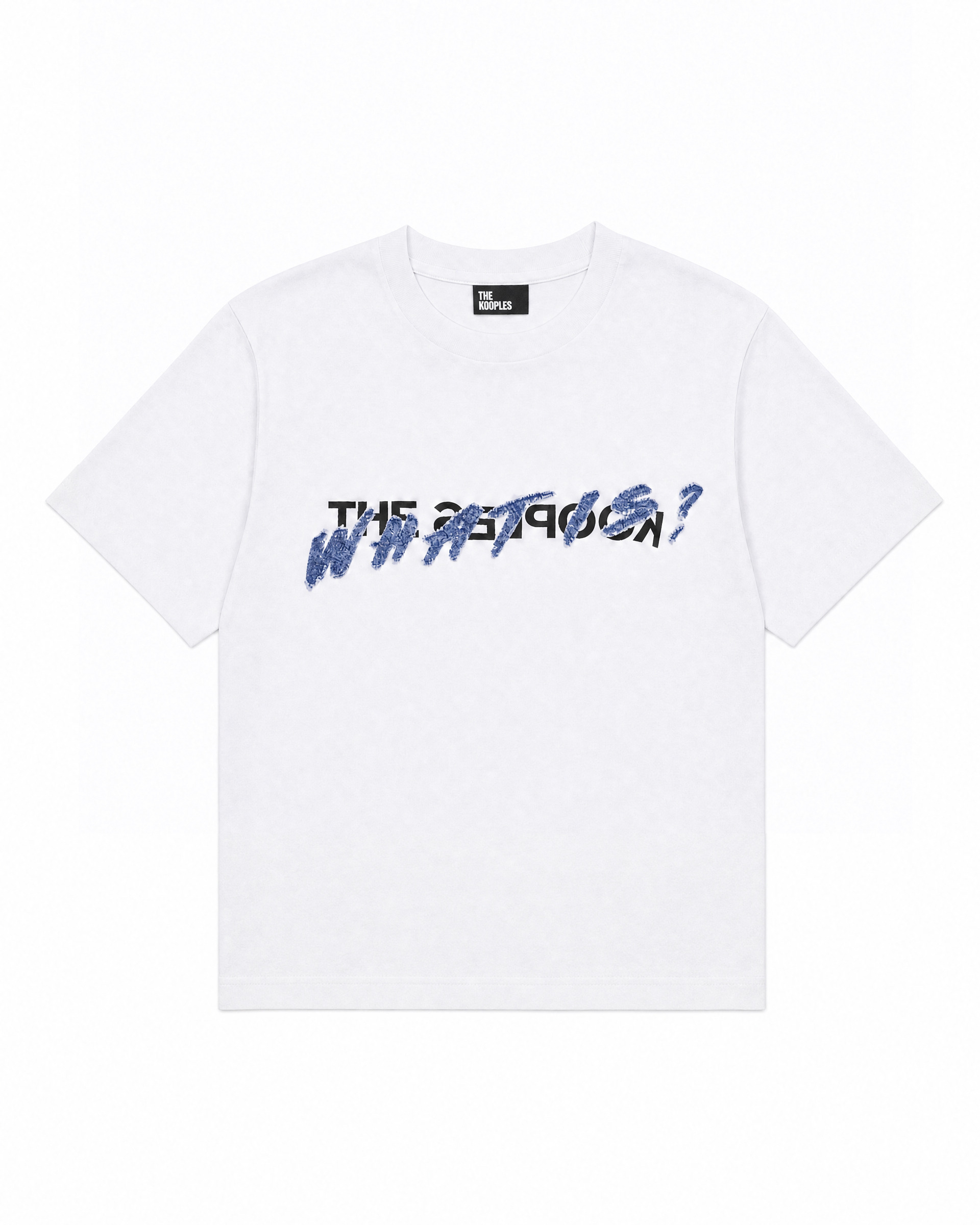 White 'What Is' Denim Patch T-Shirt