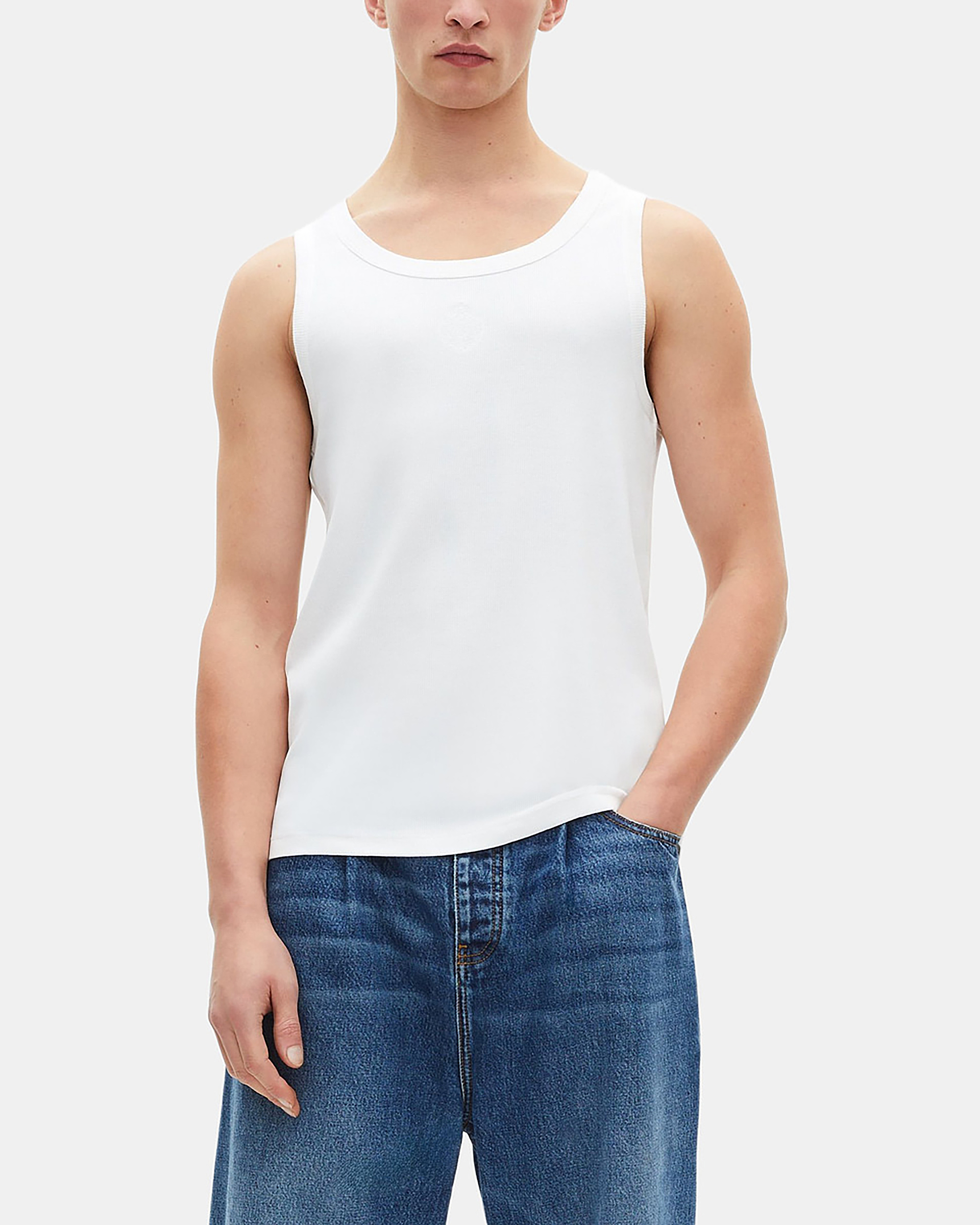 Tank top with white coat-of-arms embroidery
