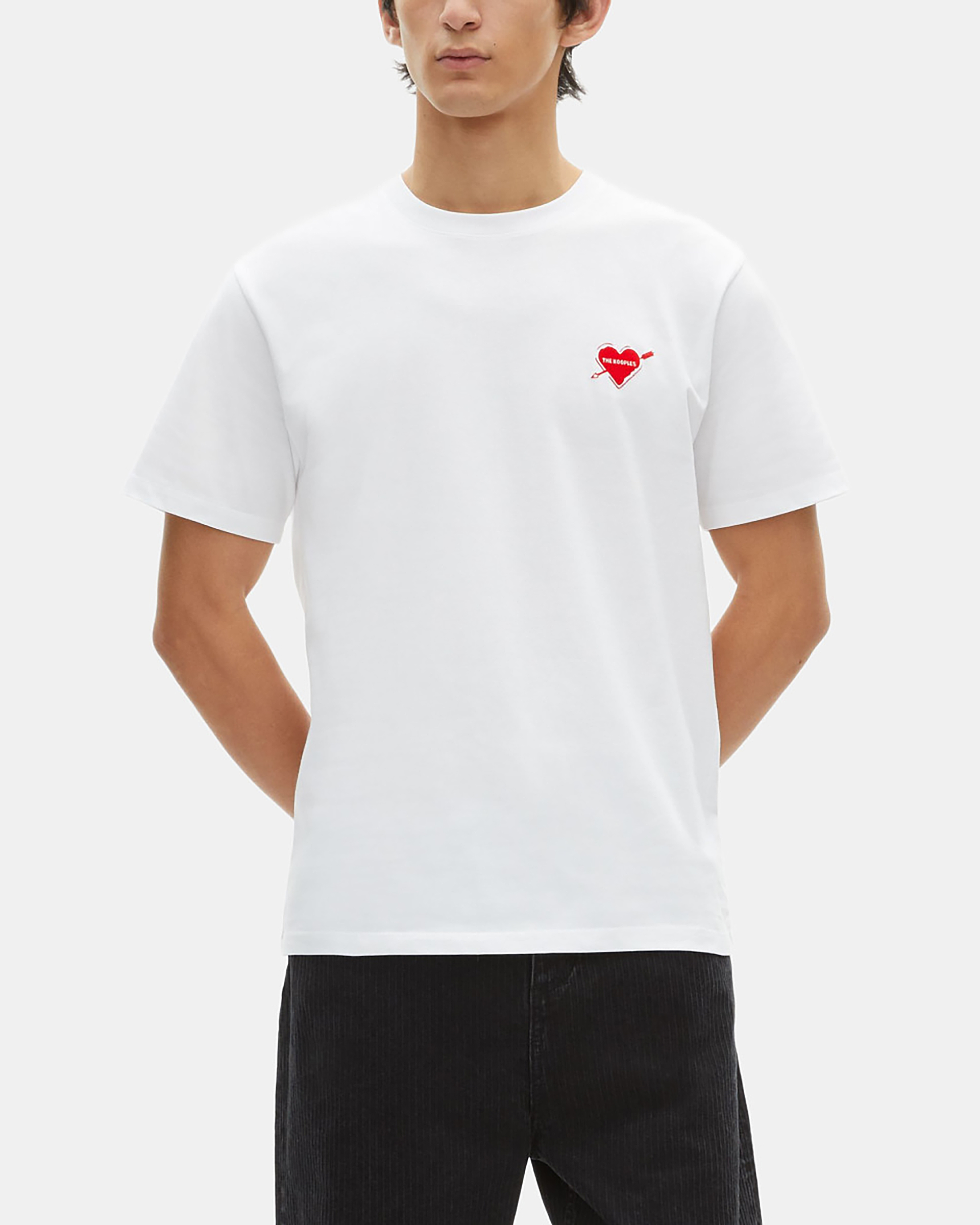 T-shirt with white heart flocking