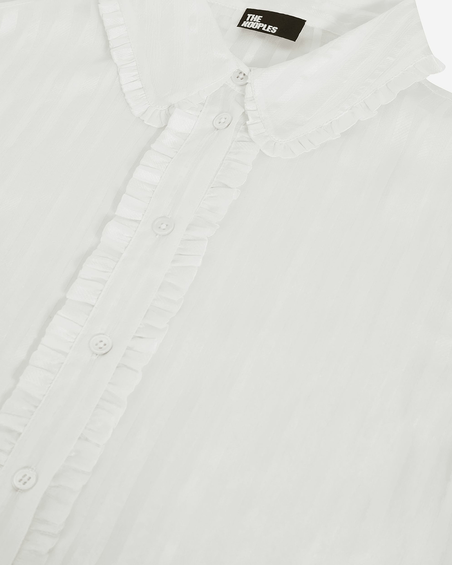White silk ruffled shirt