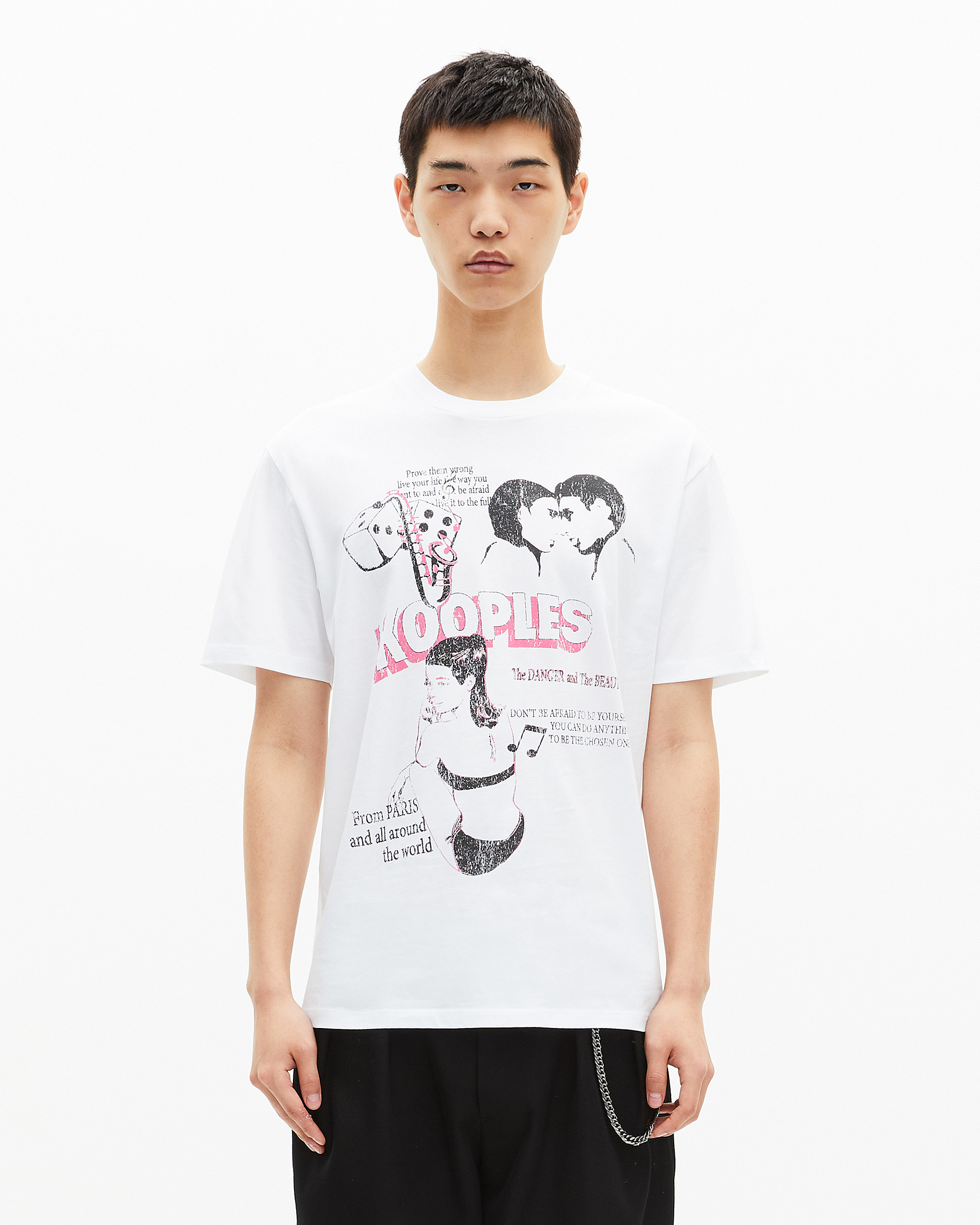 T-shirt with white screen print