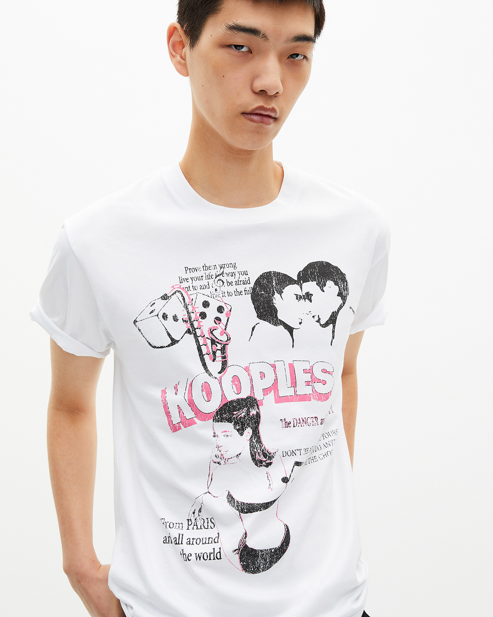 T-shirt with white screen print