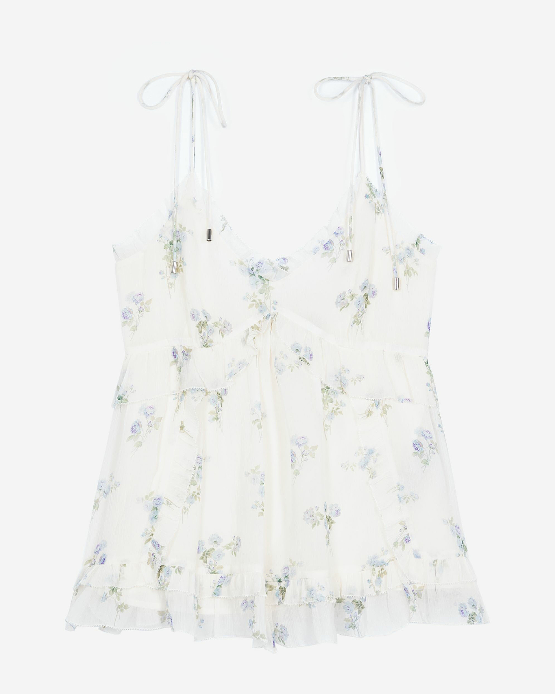 White floral ruffle top