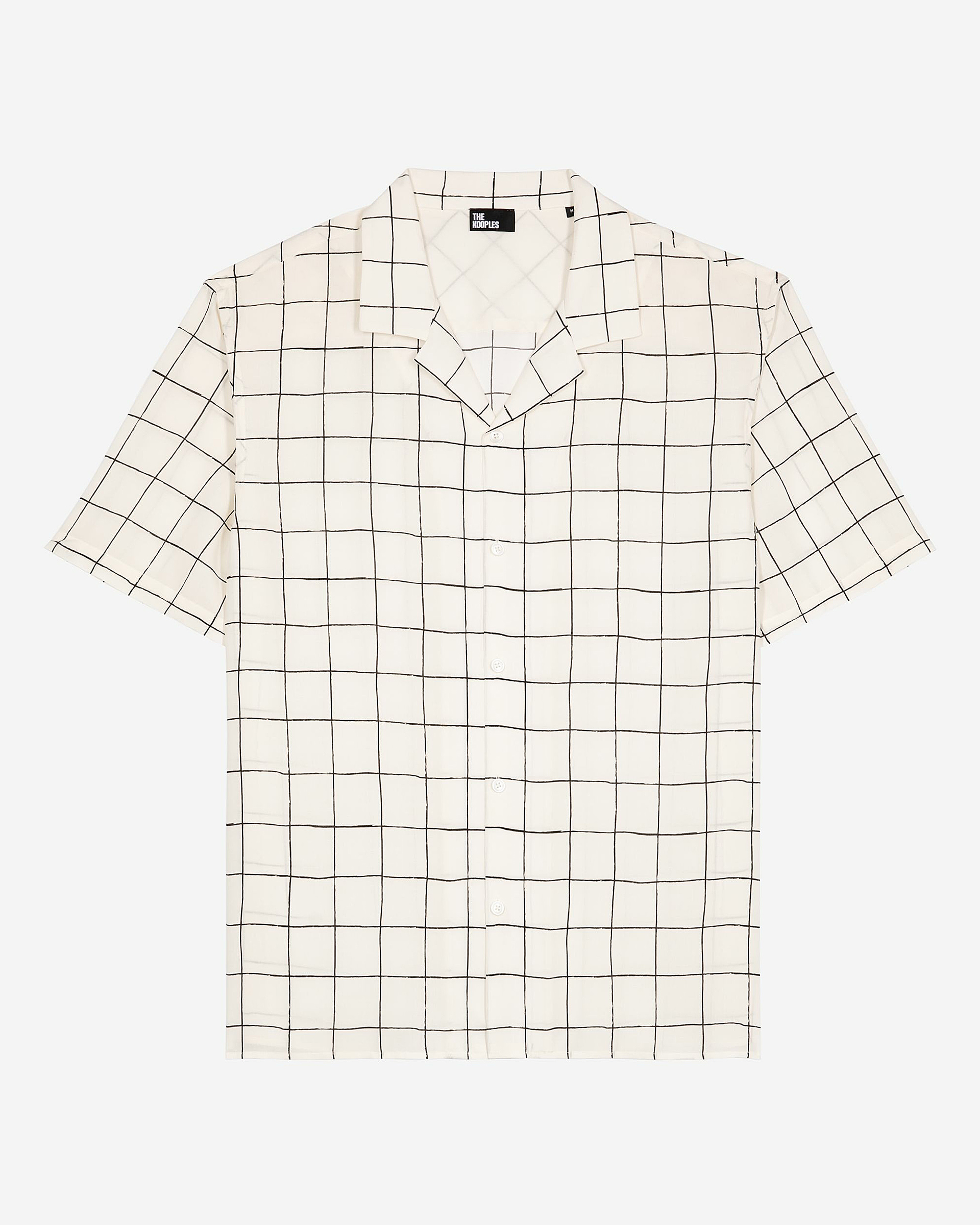 Short-sleeved plaid shirt, ecru