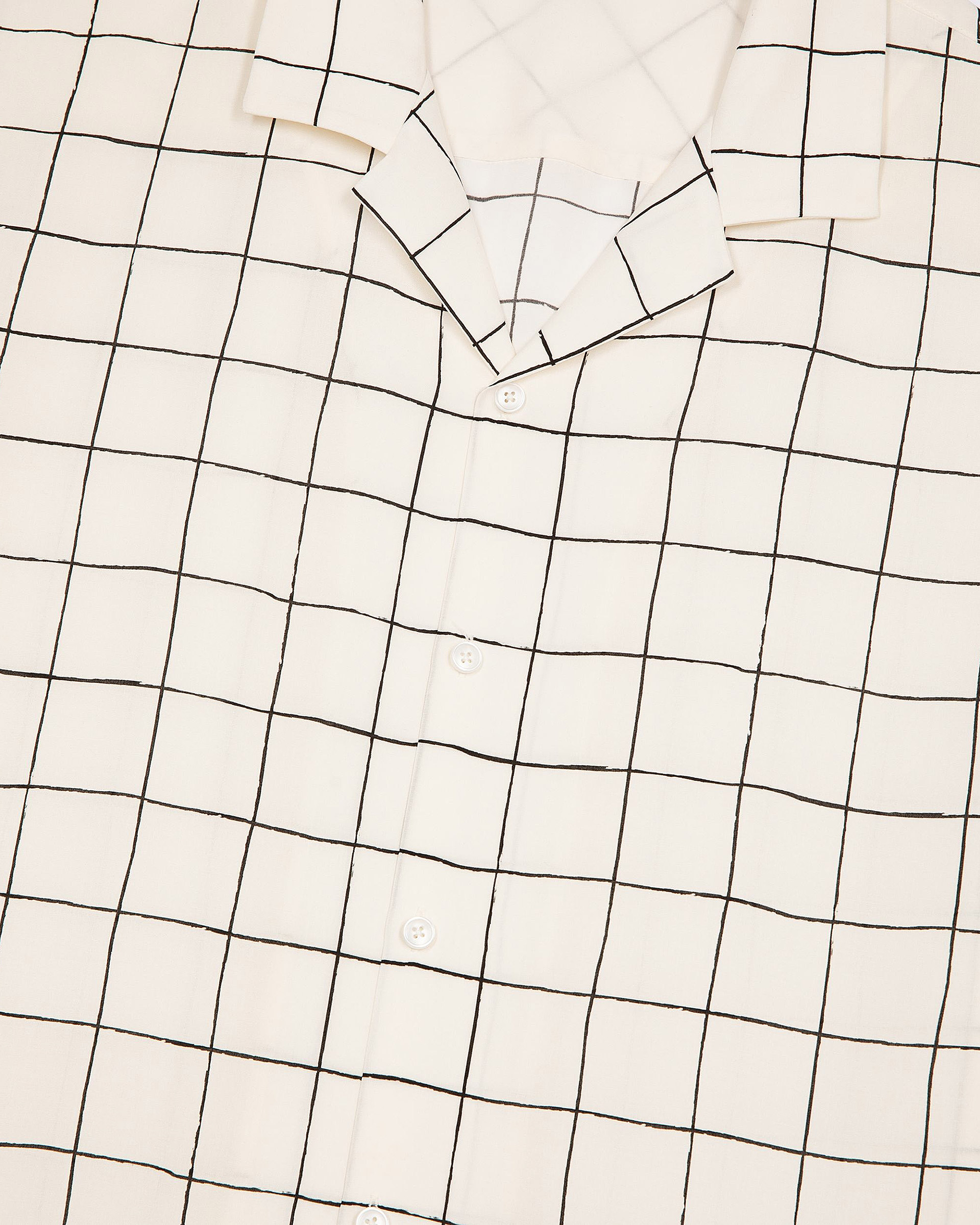 Short-sleeved plaid shirt, ecru