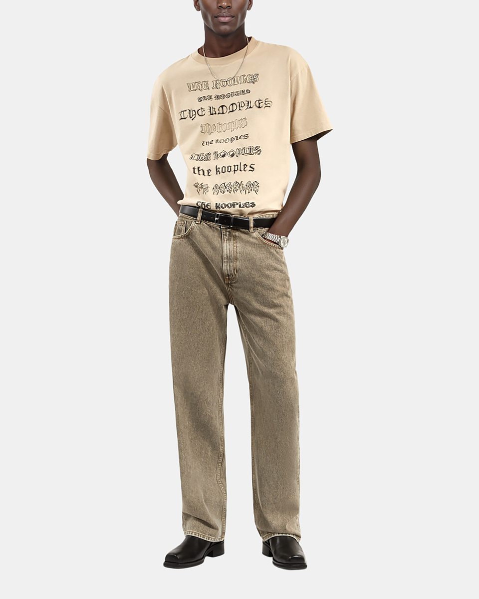Straight-cut olive jeans