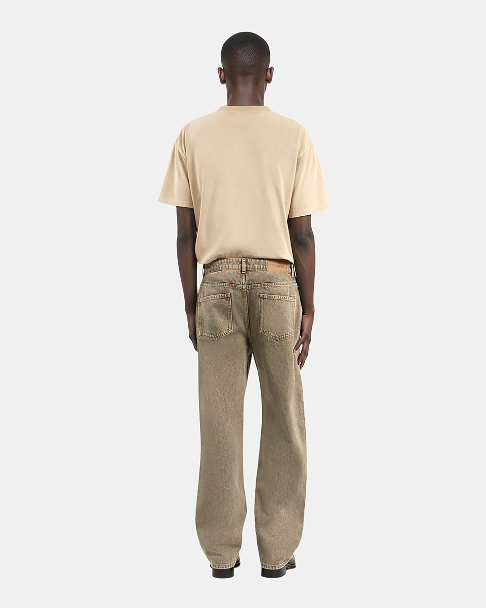 Straight-cut olive jeans