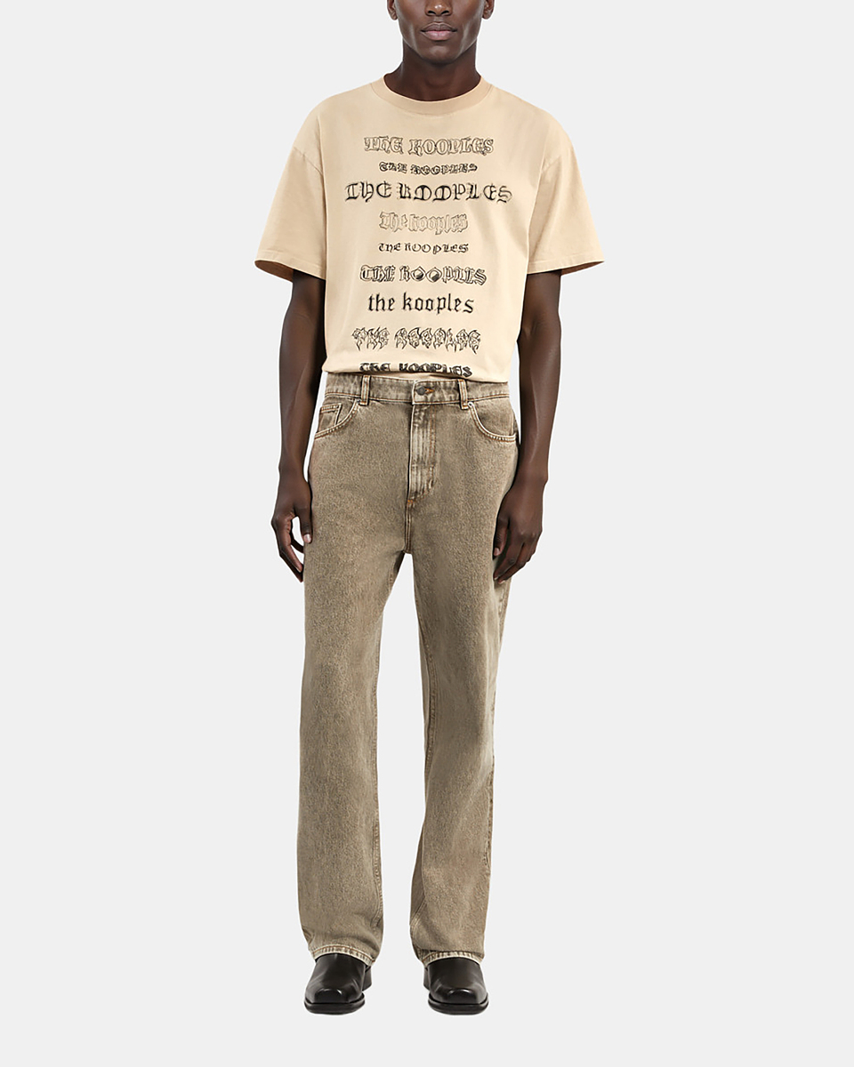 Straight-cut olive jeans
