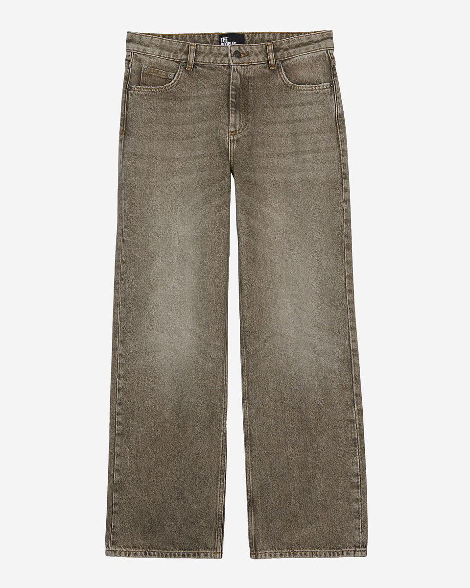 Wide-leg olive jeans