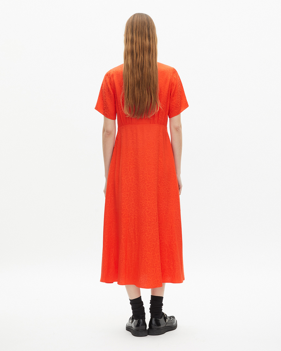 Orange leopard jacquard maxi dress