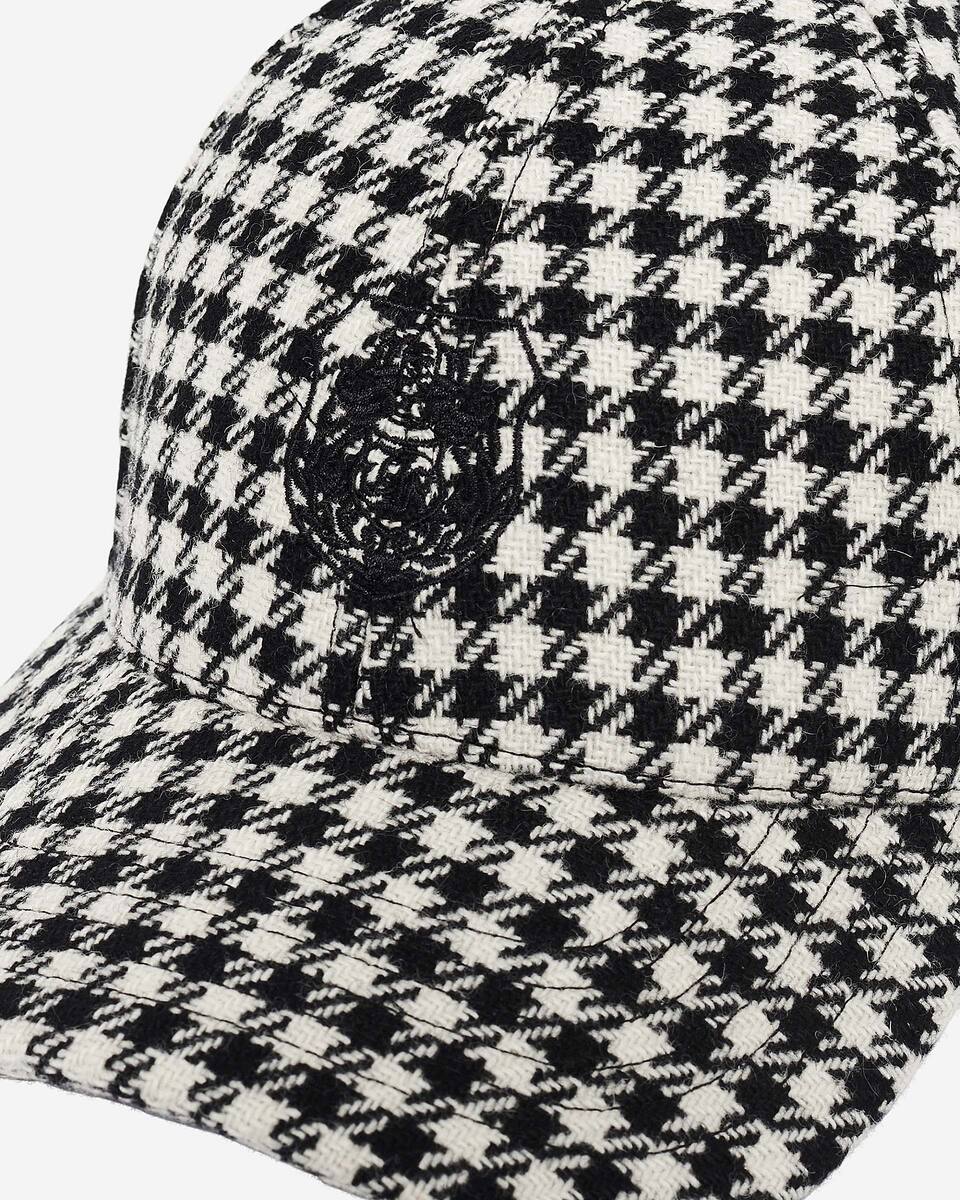 Black houndstooth wool cap