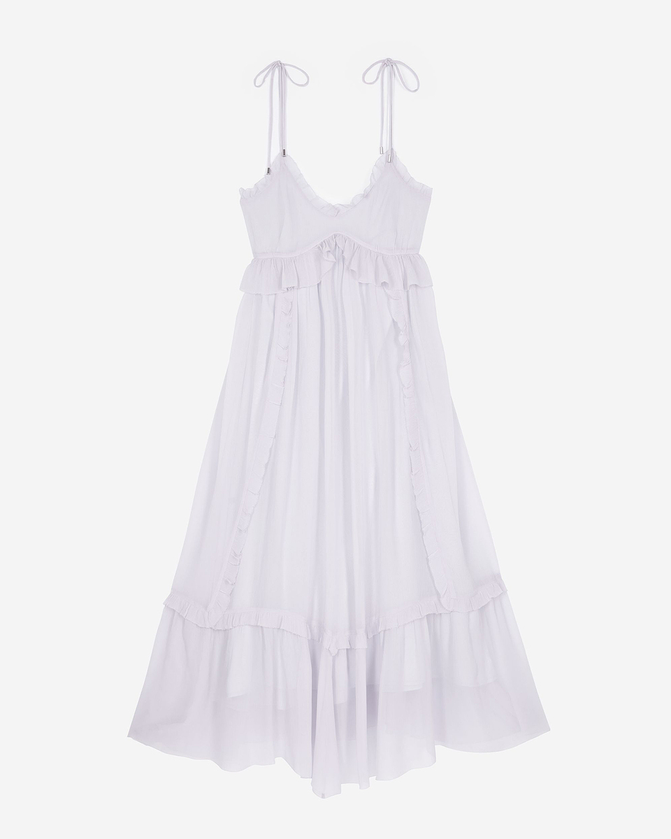 Long dress with lilac ruffles