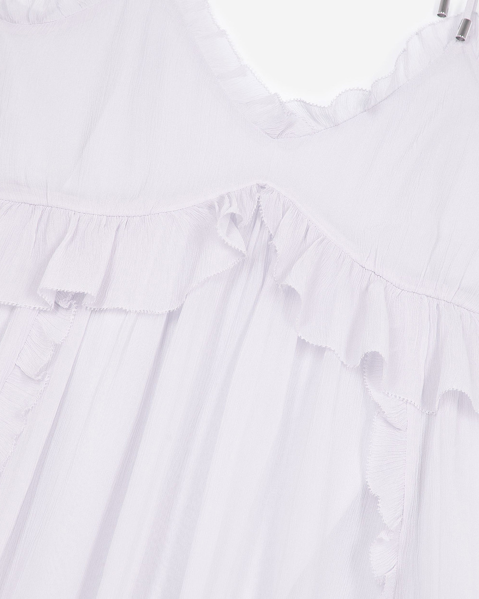 Long dress with lilac ruffles