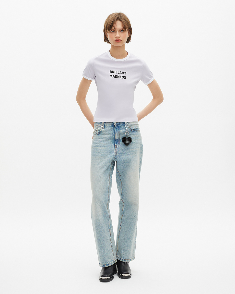 T-shirt with lilac screen print