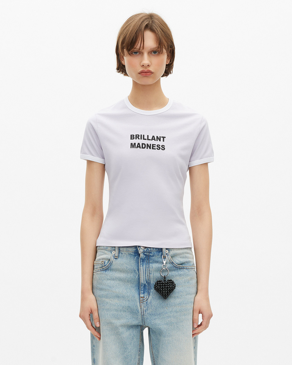 T-shirt with lilac screen print