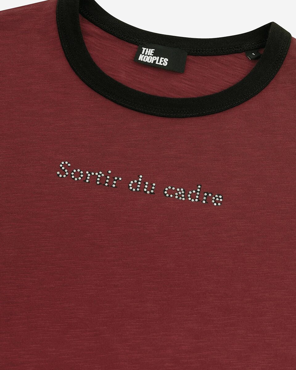 T-shirt with red rhinestone screen print