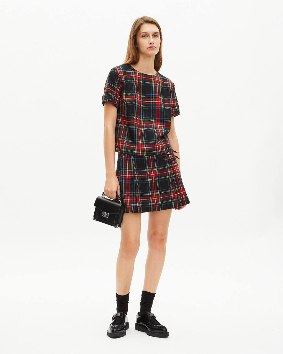 Red and black tartan top
