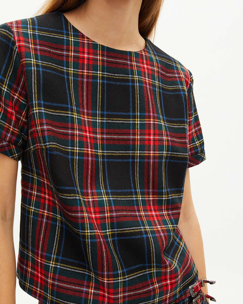 Red and black tartan top