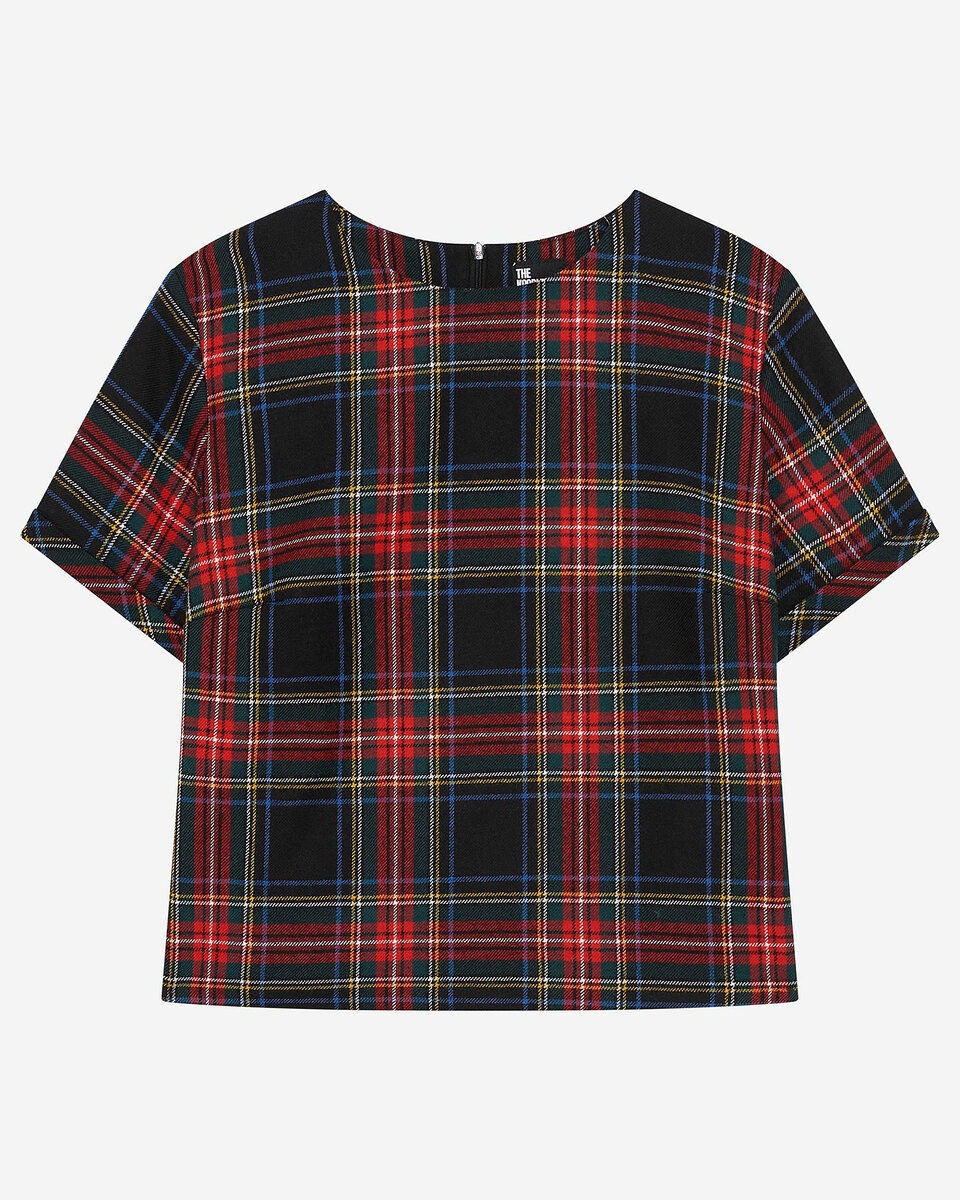 Red and black tartan top