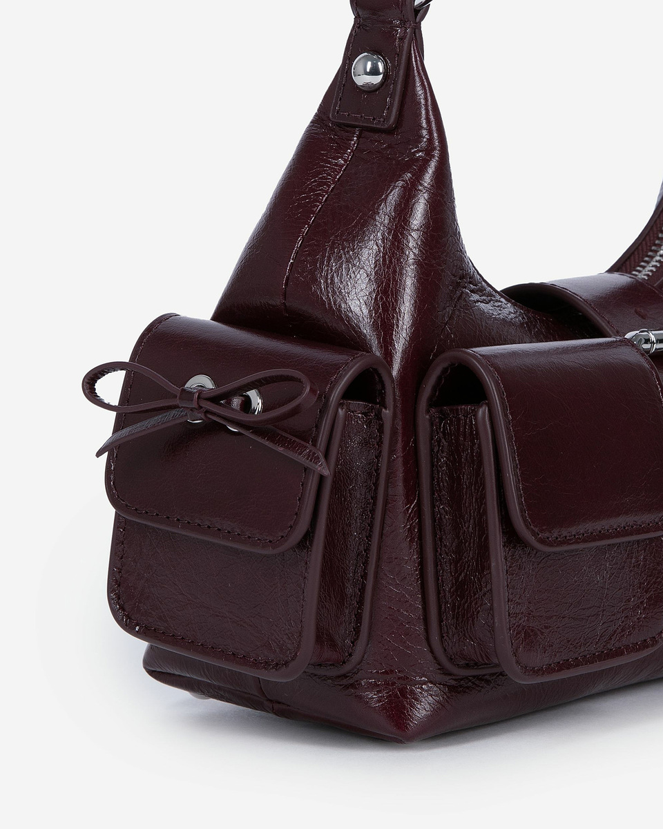 Amelia small bag in burgundy cracked leather