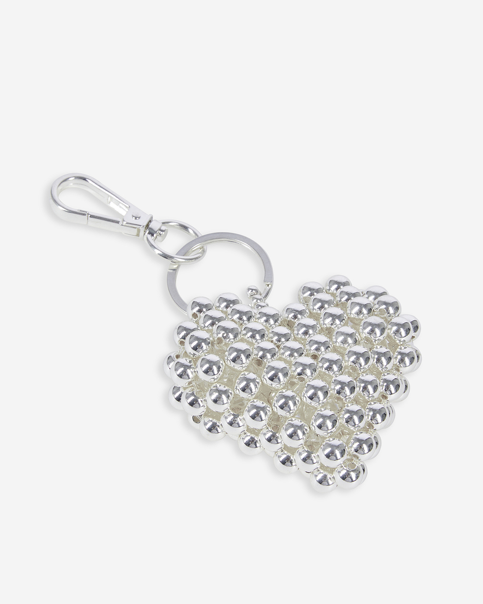 Silver heart bag charm