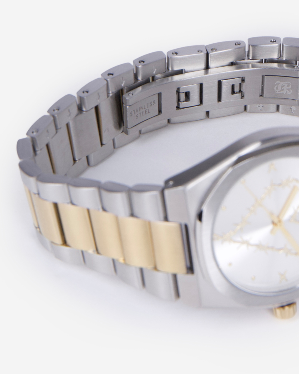 Gold and silver heart watch