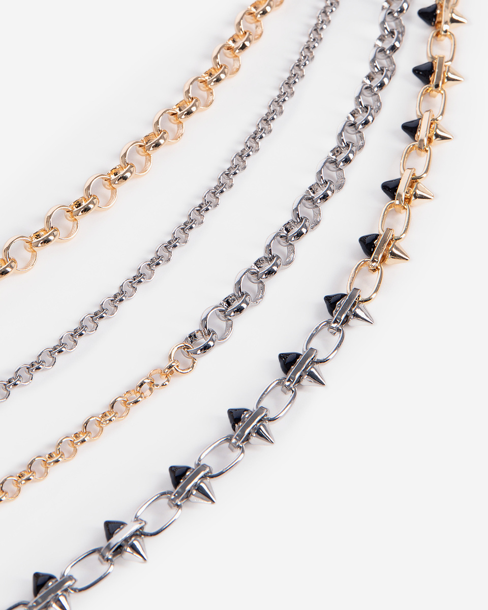 4-row gold and silver necklace