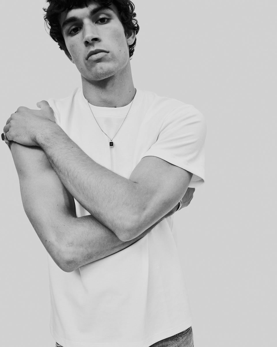 Mixed T-shirt, straight, plain white
