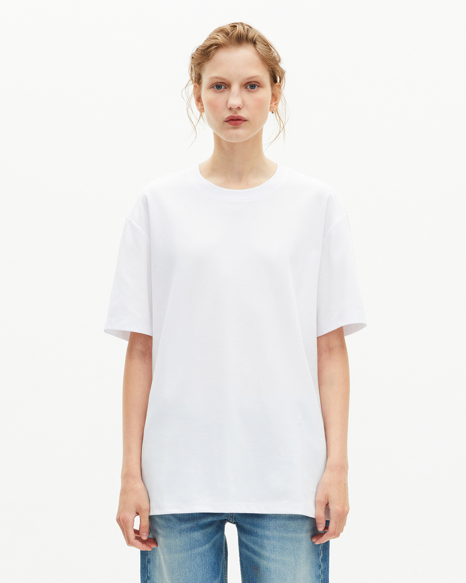 Mixed T-shirt, straight, plain white