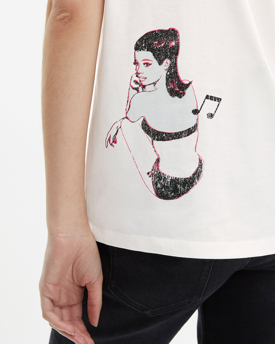 T-shirt with white screen print