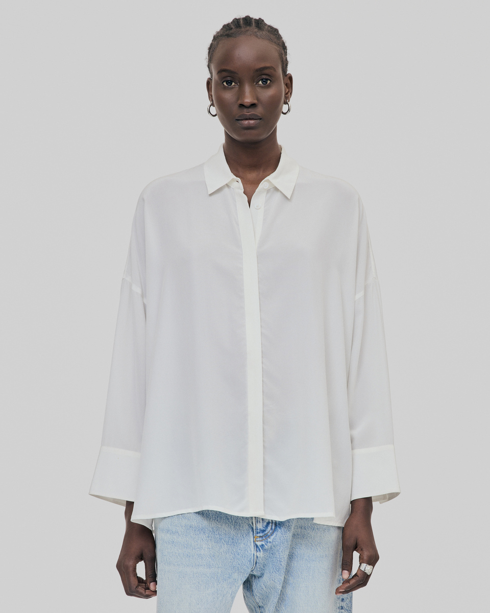 Loose white washed silk shirt