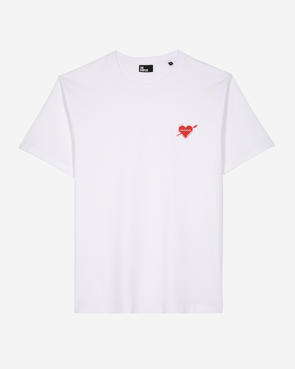 T-shirt with white heart flocking