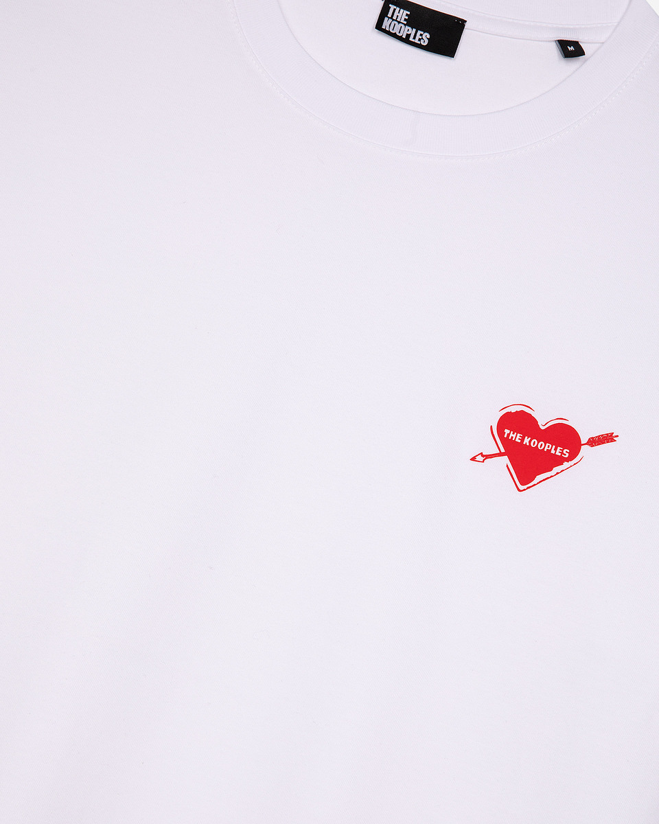 T-shirt with white heart flocking