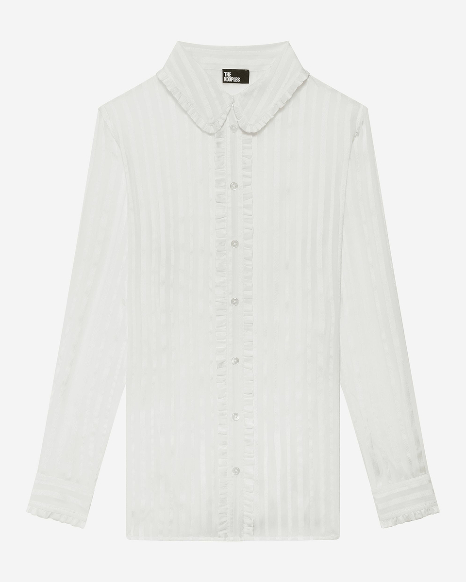 White silk ruffled shirt