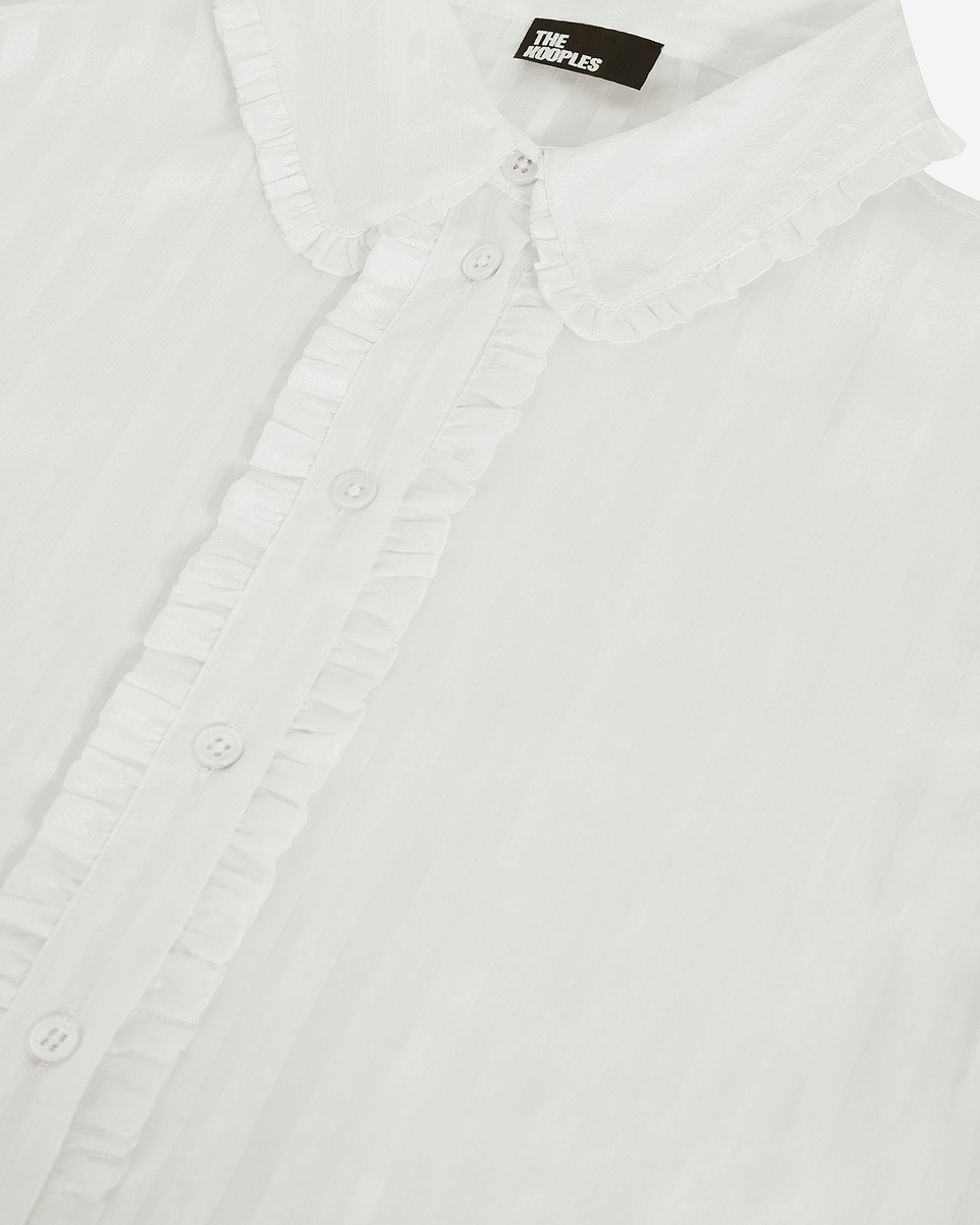 White silk ruffled shirt