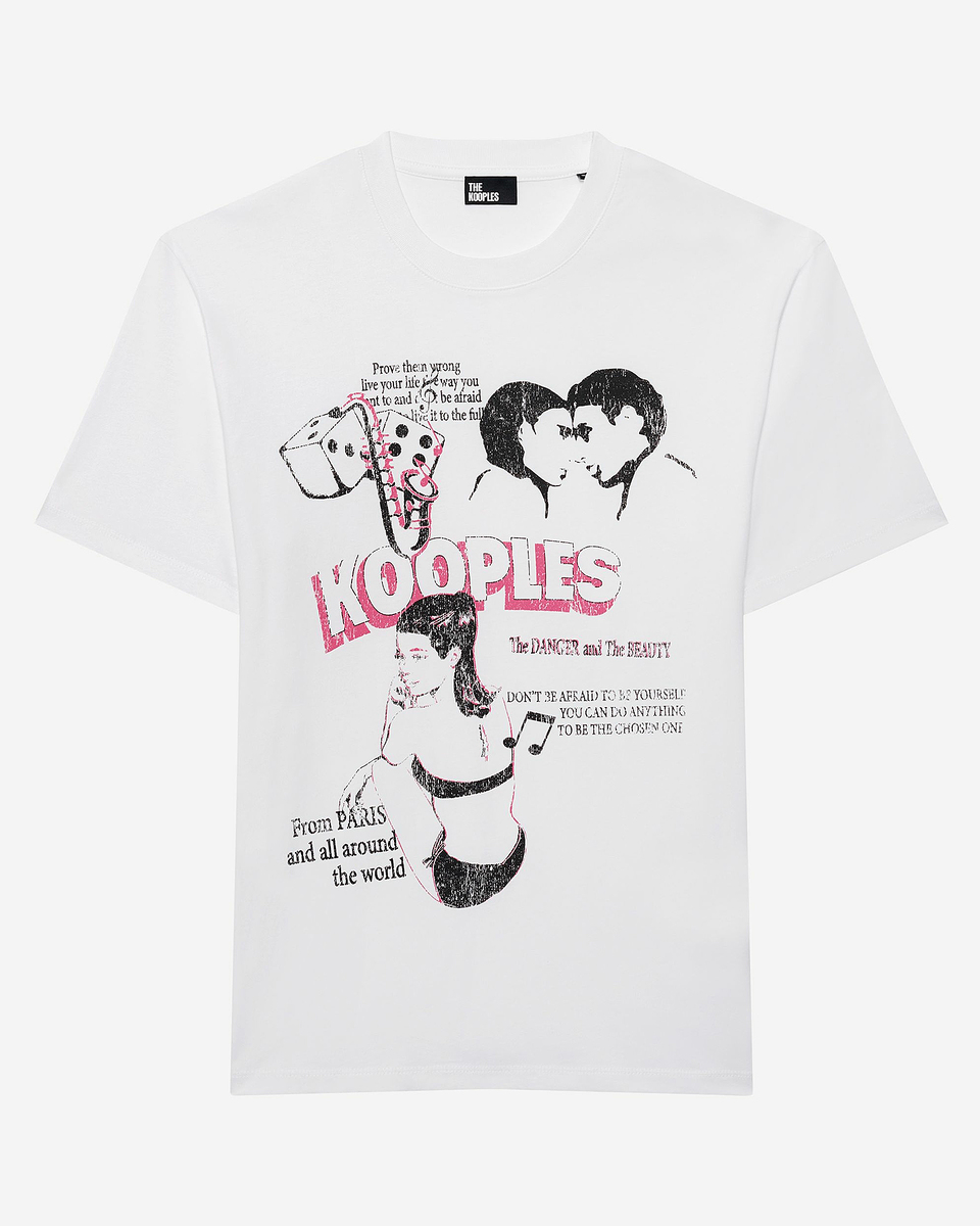 T-shirt with white screen print