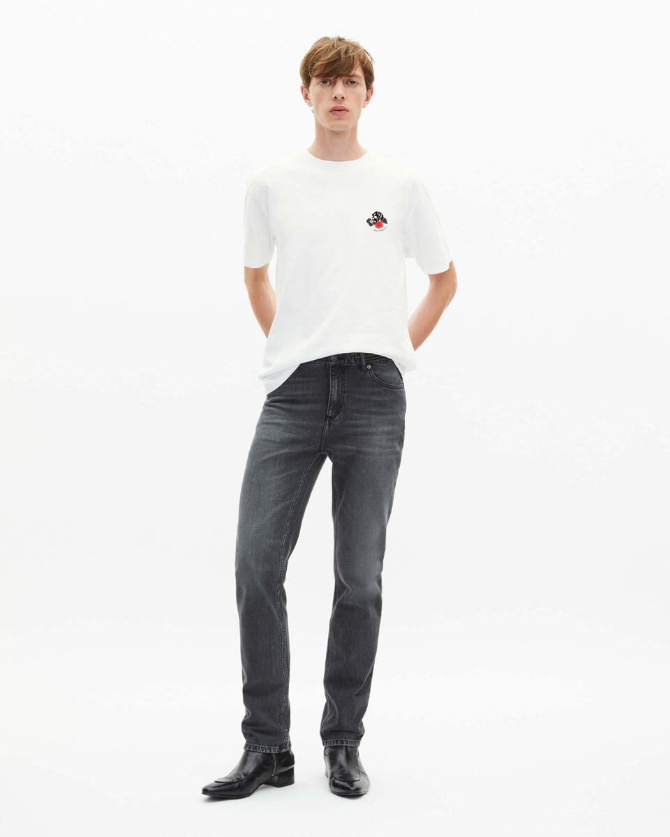 T-shirt with white skull flocking