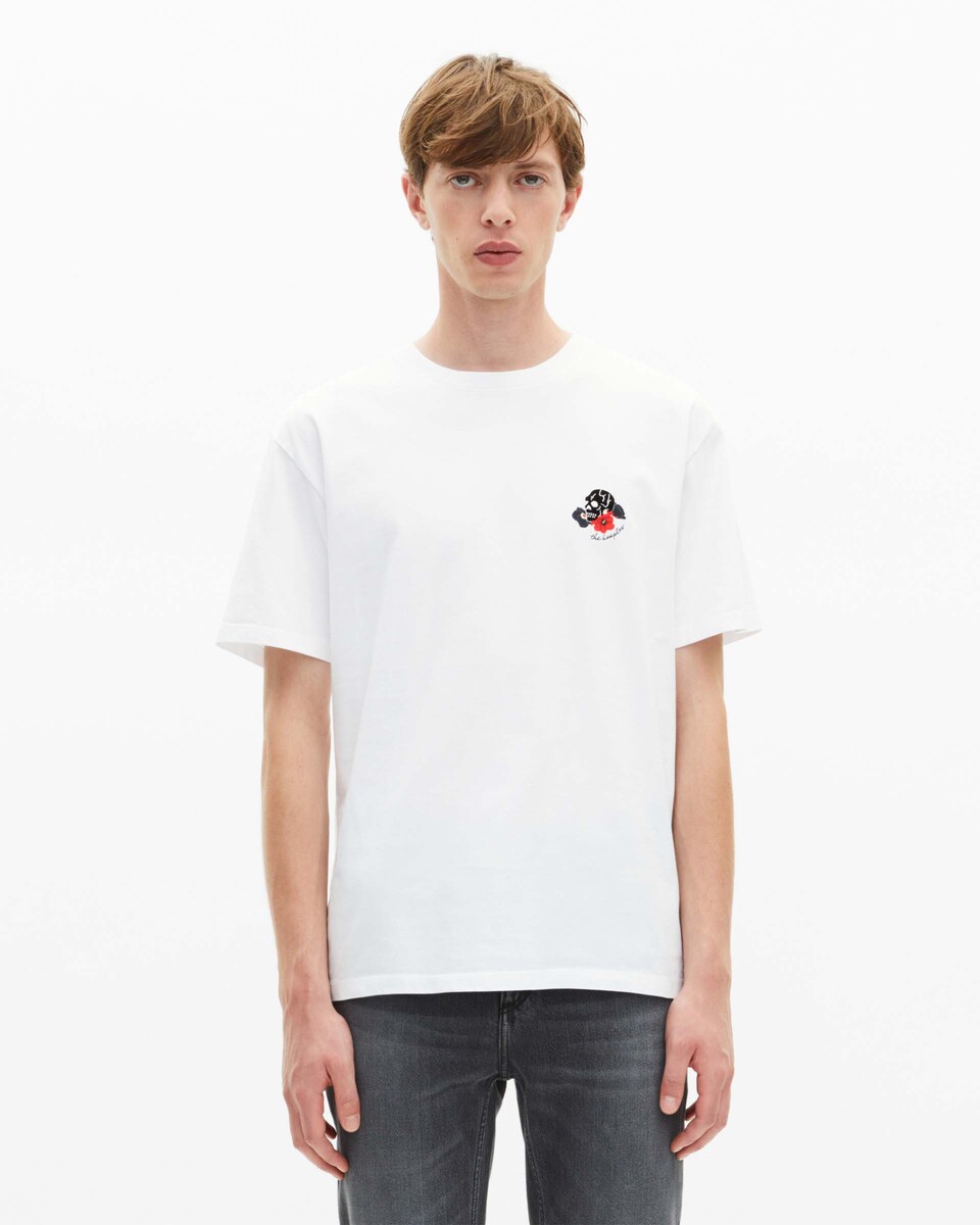 T-shirt with white skull flocking