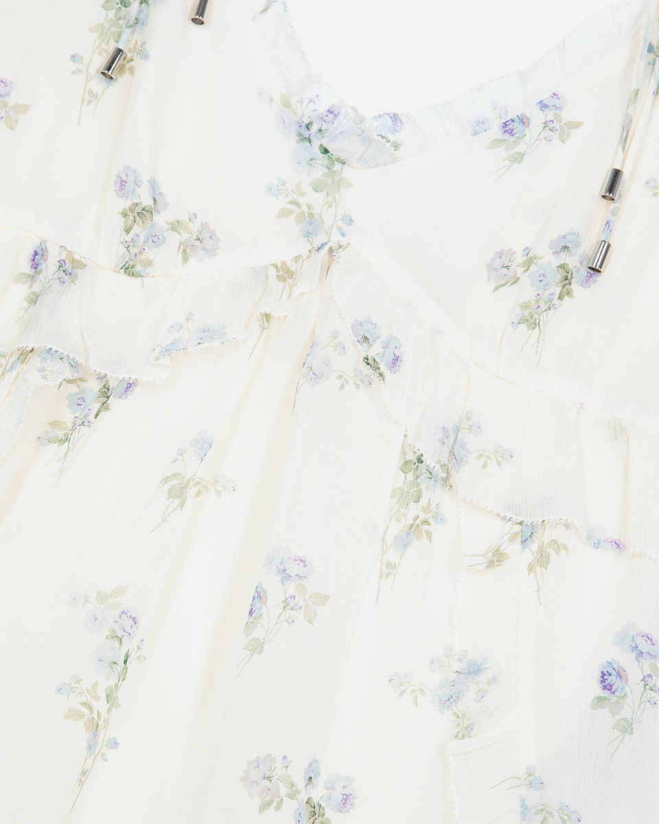 White floral ruffle top
