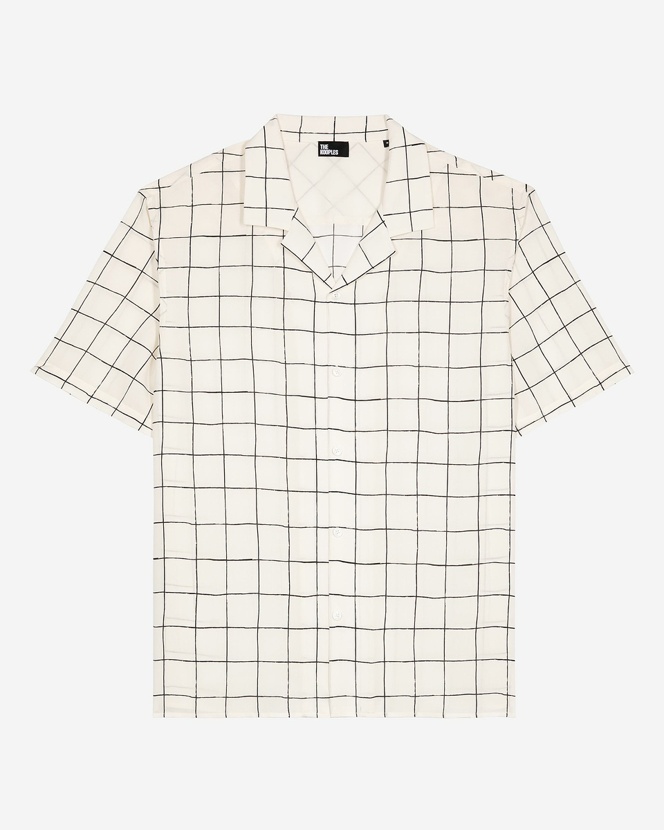 Short-sleeved plaid shirt, ecru
