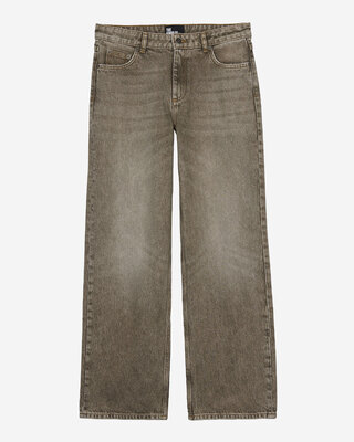Wide-leg olive jeans