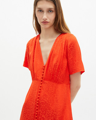 Orange leopard jacquard maxi dress