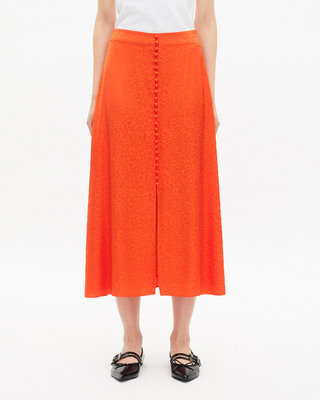 Long skirt in orange jacquard