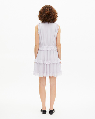 Short dress with lilac ruffles