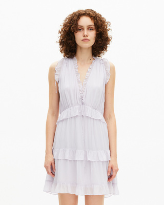 Short dress with lilac ruffles