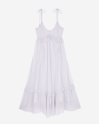 Long dress with lilac ruffles
