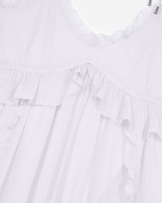 Long dress with lilac ruffles