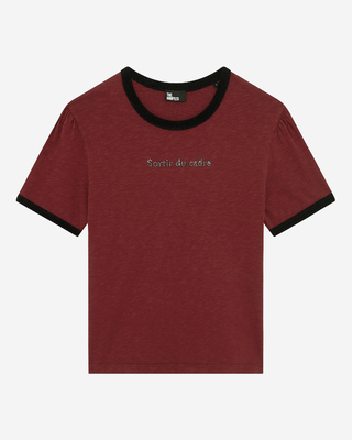 T-shirt with red rhinestone screen print