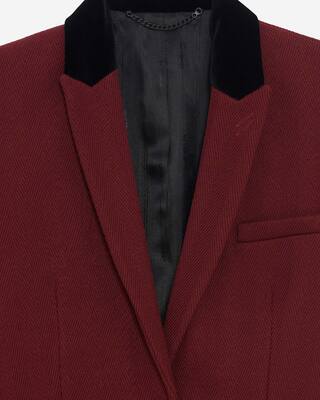 Jacket with burgundy velvet collar